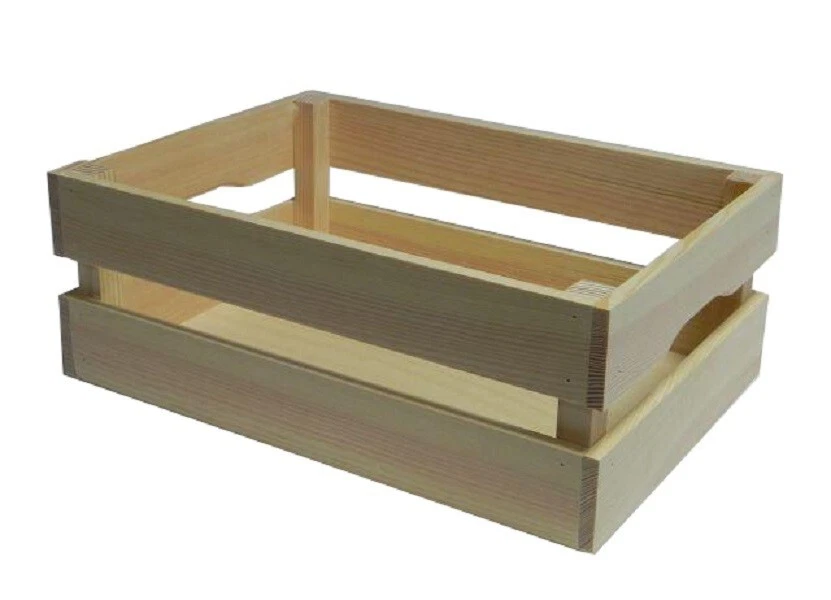 Wooden Crate - Unpainted Pine Wood Storage Box DIY small size 33 x 22 x 14 cm - Image 1 of 4