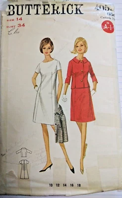 Dress Sheath Fitted Jacket 14 Butterick 4059 Sewing Pattern Cut VTG Work Career - Image 1 of 4