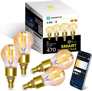 Lampadine Alexa, Lampadine Led E14 Vintage, G45 Ambra Lampadine Filamento a Glob - Foto 1 di 12