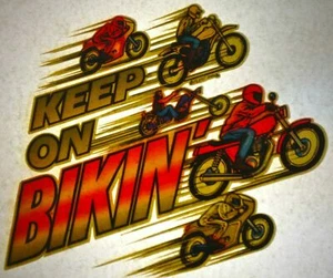 biker bikin' super cool 70s 80s vintage retro tshirt transfer print new NOS - Picture 1 of 2