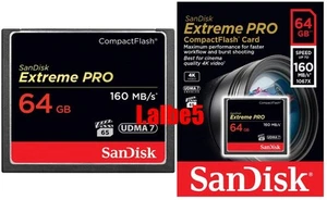 Sandisk Extreme Pro 64GB 64G 160mb/s Compact Flash Card CF card Full HD video - Picture 1 of 1