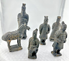 Lot de 6 figurines poterie vintage en terre cuite guerrier oriental asiatique