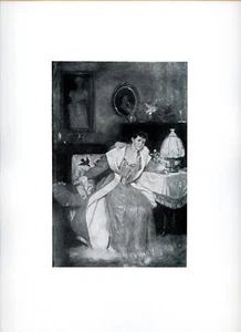 Echoes Of The Waltz, woman seated boudoir, C S Reinhart, 1898 vintage art print - Picture 1 of 4