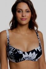 ROXY BIKINI TOP BNWT SIZE M 10 D CUP BLACK WITH WHITE FLORAL DESIGN 🌻 RRP$76