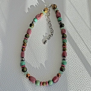 Carolyn Pollack Necklace Turquoise Rhodonite Brass Sterling Silver 17" - Picture 1 of 10
