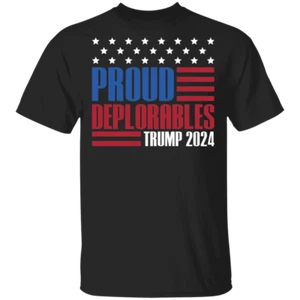 Trump 2024 Proud Deplorables American Flag Republican T-Shirt - Imagen 1 de 7
