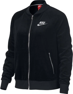 CHAQUETA NIKE SPORTSWEAR NSW TERCIOPELO NEGRO CREMALLERA PLATEADA 921149 010 talla PEQUEÑA S Foto 1 de 4