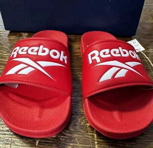 Neu mit Etikett Reebok Jungen rot.  Verstellbarer Riemen Memory Foam SWIM NATION Pantoletten Größe 1 - Bild 1 von 6