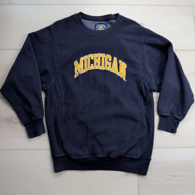 Vintage Michigan Wolverines Steve & Barry's Sweatshirt Mens S Blue Y2K Spellout - Image 1 of 4