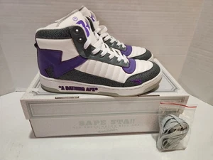 A Bathing Ape Bapesta 88 Hi Gris x Púrpura Estados Unidos Talla 9.5 Ligeramente Usado 2008FS-039 - Imagen 1 de 10