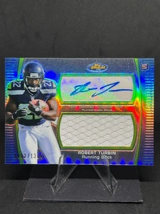 Robert Turbin 2012 Topps Finest Rookie Auto Jumbo Relic Refractor /1368 #AJR-RTU - Picture 1 of 2