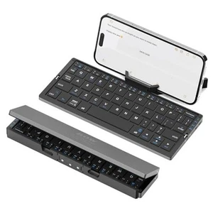 Foldable Bluetooth Keyboard with Magnetic Stand,Aluminum Alloy Mini Black - Picture 1 of 7
