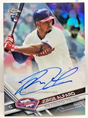 Jorge Alfaro 2017 Topps Chrome Refractor RC Autograph Auto #'d/499 - PHILLIES - Image 1 of 2