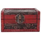 Vintage Wooden Jewelry Cosmetics Storage Box Container Holder With Lock Box ◑