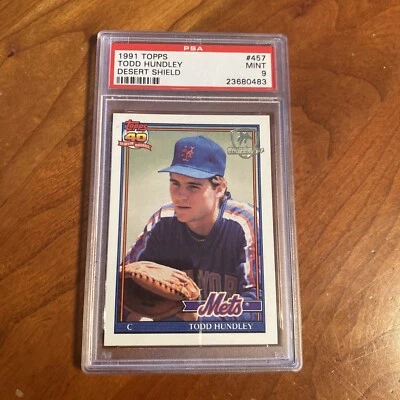 1991 TOPPS DESERT SHIELD #457 TODD HUNDLEY PSA 9 METS AUTHENTIC - Image 1 of 2