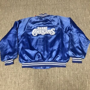 Vintage 80s Hartwell Satin Bomber Jacket Men’s M Blue Lined Made In USA Western - Picture 1 of 14