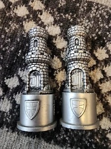REPLACEMENT 2 x ROOK Chess Pieces 1973 Norman Conquest M.B. Co. SILVER Weighted - Picture 1 of 5