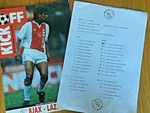 AJAX v LAZIO ~ AMICHEVOLE PRE STAGIONE ~ 11 AGOSTO 1995 ~ PROGRAMMA E FOGLIO SQUADRA - Foto 1 di 3