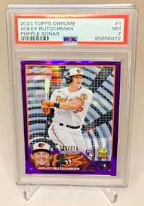 2023 Topps Chrome Adley Rutschman RC Rookie Purple Sonar /275 PSA 7 - Picture 1 of 2