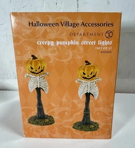 Dept 56 SET of 2 HALLOWEEN VILLAGE ACC. HAUNTED CREEPY PUMPKIN STREET LIGHTS - Picture 1 of 7