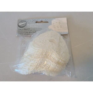 Wilton White Lacy Hearts 12 Plastic Cake Decorations NIB Wedding Accents Party - Picture 1 of 5