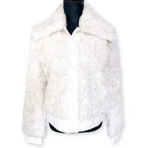 Tory Burch Camilla Lamb Fur-Accented Bomber Jacket Size L - Picture 1 of 7