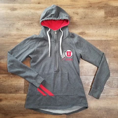 Utah Utes Pullover Sweatshirt Champion Heritage Half Zip Womens Small Gray Red Cover