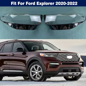 Pair Headlight Lens Cover Clear Shell + Sealant Glue For Ford Explorer 2020-2022 - Foto 1 di 9
