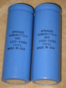 Sprague 1000uf 350 volt Powerlitic, used and tested, set of two - Picture 1 of 5