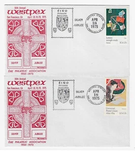 SILVER JUBILEE OF EIRE PHILATELIC ASSOC. CACHET COVER AT 16th WESTPEX 1975 x 2 - Picture 1 of 1