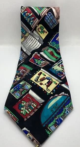 1993 Nicole Miller necktie multicolor Christmas New York Silk Holidays Tie - Picture 1 of 7