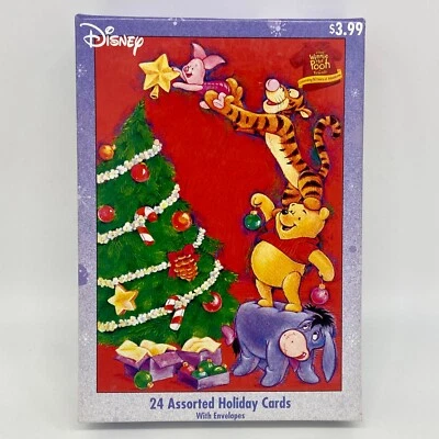 Disney Winnie The Pooh Christmas Holiday Card NEW Box of 24 Tigger Eeyore Piglet - Image 1 of 3