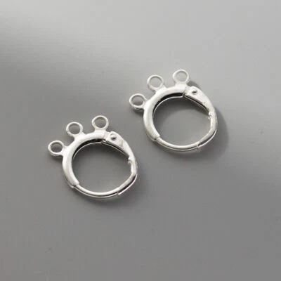 Leverback Ear Wires Hoop with Open Rings Earring Findings Sterling Silver A5280 - Image 1 of 4
