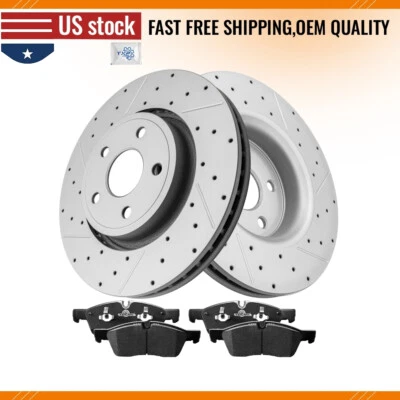 Rotores de disco perforados delanteros y almohadillas de cerámica para Dodge Durango Jeep Grand Cherokee Foto 1 de 4