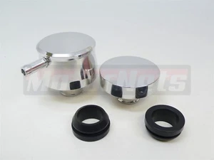 Polished Aluminum Valve Cover Breather & Oil Cap Combo Chevy Ford 350 SBC BBC454 - Bild 1 von 4