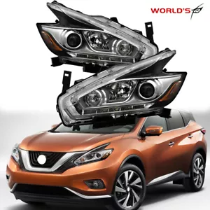 For 2015-2018 Nissan Murano Halogen Headlight LED DRL Projector Left+Right Side - Picture 1 of 18