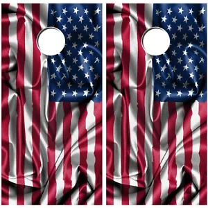 Cornhole Board Vinyl Aufkleber Wraps patriotische Flagge hochwertig Tasche werfen Set USA - Bild 1 von 1