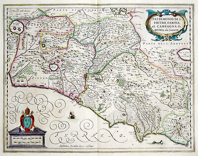 Lazio Originale Incisione Cartina Geografica Janssonius 1638 • 538.74€