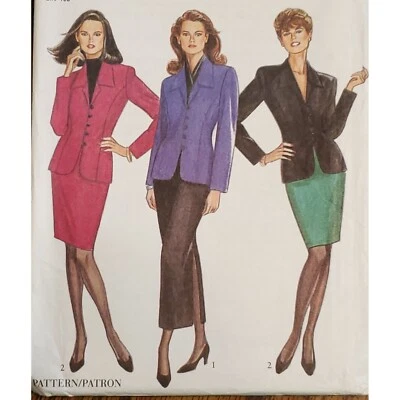 90s New Look Pattern 6100 Uncut Button Jacket Collar V Neck Princess Seams 8-18 - Image 1 of 3