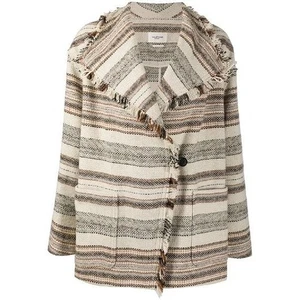 Isabel Marant Étoile Josia Abrigo Chaqueta Blazer Rayas Flecos Talla 40 L Boho París - Imagen 1 de 12