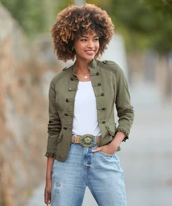 Joe Browns Women's Khaki Military Style Lace Trim Jacket - Picture 1 of 6