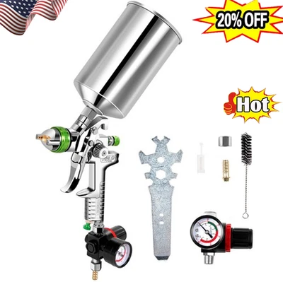 HVLP SPRAY GUN Kit W/2.5mm Nozzles Auto Paint Primer Metal Flake Gravity Feed US - Image 1 of 4