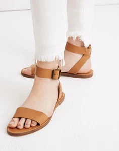 Madewell Womens The Boardwalk Ankle Strap Camel Leather Sandals Sz 9.5 NEW Tan - Picture 1 of 8