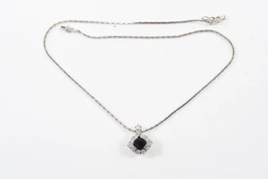 C27B35- Weißgold 750 18kt Kette & Anhänger mit Diamanten und Saphir  - Bild 1 von 12