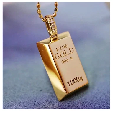 Men's Gym Dumbbell Pendant 14K Yellow Gold Plated Silver 3Ct Lab Created Diamond - Image 1 of 4