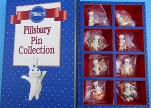 FS PILLSBURY DOUGHBOY 8 PC PIN COLLECTION SET w BOOK DISPLAY BOX by Danbury Mint - Picture 1 of 16