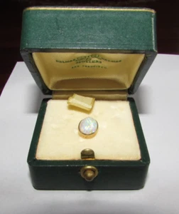 Antique 1.12g 14K Gold & 1.73 Carat Cabochon Fire Opal Lapel Pin & Chain - Imagen 1 de 15