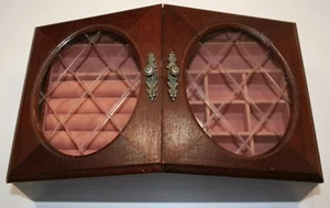 Vintage Powell 2 Door Wood Wooden Jewelry Box 10 3/4” X 7” tall EUC - Picture 1 of 11