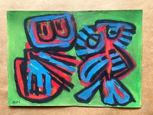 Karel Appel Drawing on paper (Handmade) signed and stamped mixed media art. - Picture 1 of 5
