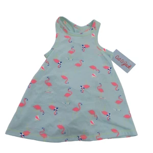 Cat & Jack Baby Girl Size 12M Sleeveless Racerback Dress w/ Brief Flamingo Aqua - Picture 1 of 6